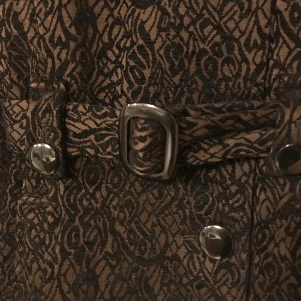 Pattern Brown Two-Tone Belted Jacket - image 3